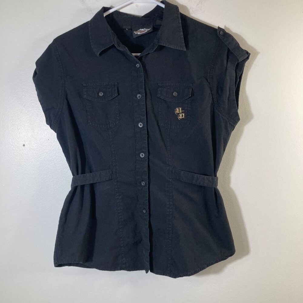 Harley-Davidson Black Button-Down Short Sleeve Utility Shirt